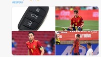 Meme ini menyebut isi kantong Granit Xhaka ada kunci mobil, Gavi, Sergio Busquets, dan Pedri. (Foto: Twitter)