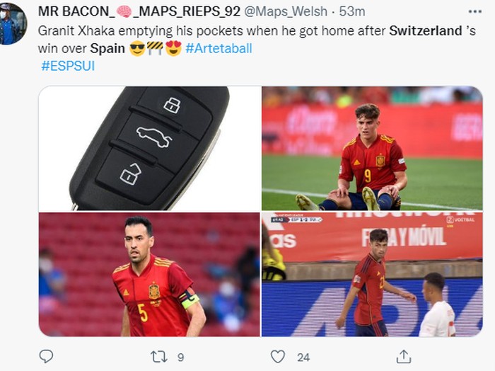 Meme kekalahan Timnas Spanyol dari Swiss di UEFA Nations League 2022/2023.