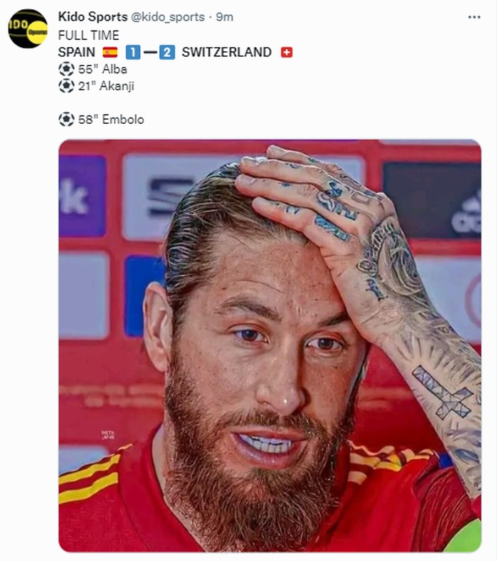 Meme kekalahan Timnas Spanyol dari Swiss di UEFA Nations League 2022/2023.