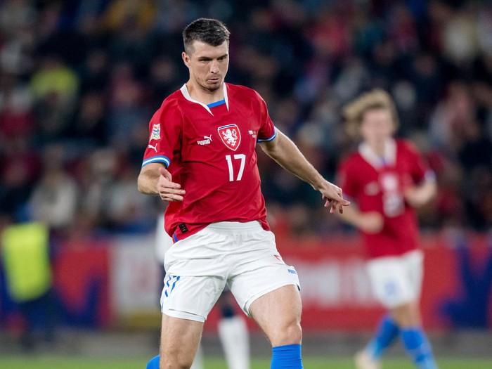 PRAGUE, CZECH REPUBLIC - SEPTEMBER 24: Ondrej Kudela of the Czech Republic in action during the UEFA Nations League League A Group 2 match between Czech Republic and Portugal at Fortuna Arena on September 24, 2022 in Prague, Czech Republic. (Photo by Thomas Eisenhuth/Getty Images)