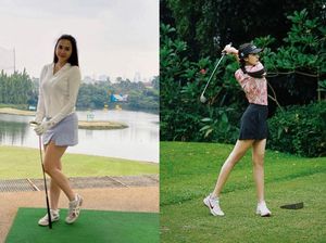 Adu Gaya Aura Kasih vs Anya Geraldine saat Main Golf Adu Gaya Aura Kasih vs Anya Geraldine saat Main Golf