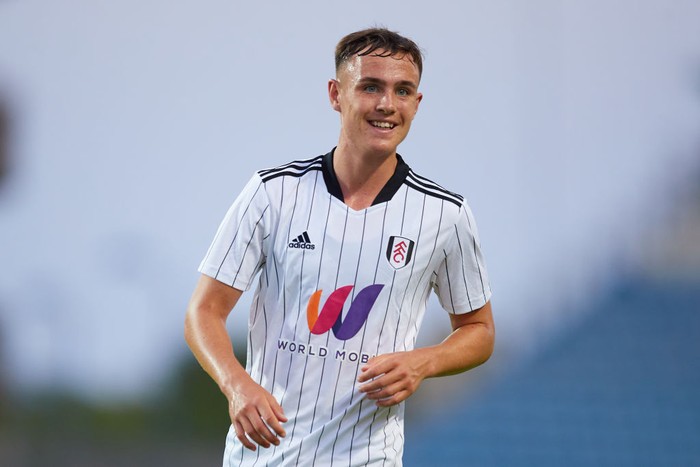 FARO, PORTUGAL - JULY 16: Luke Harris of Fulham looks on during the Trofeu do Algarve match between OGC Nice and Fulham at Estadio Algarve on July 16, 2022 in Faro, Portugal. (Photo by Fran Santiago/Getty Images)