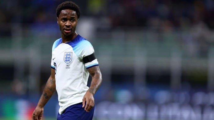 STADIO GIUSEPPE MEAZZA, MILANO, ITALY - 2022/09/23: Raheem Sterling of England looks on during the Uefa Nations League Group 3 football match between Italy and England. Italy wins 1-0 over England. (Photo by Marco Canoniero/LightRocket via Getty Images)