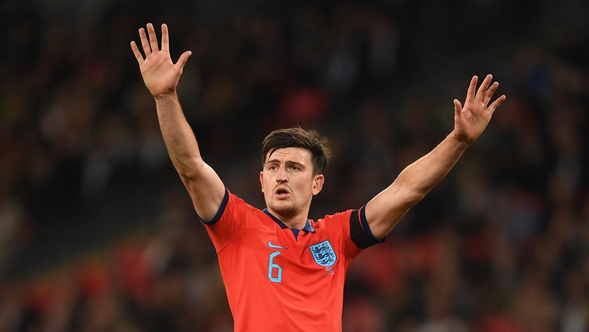 Harry Maguire blunder di laga Inggris vs Jerman. Foto: Getty Images/Harriet Lander/Copa)