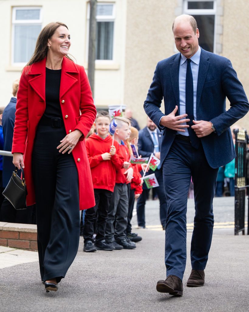 SWANSEA, WALES - SEPTEMBER 27: Prince William, Prince of Wales and Catherine, Princess of Wales arrive at St Thomas Church, which has been has been redeveloped to provide support to vulnerable people, during their visit to Wales on September 27, 2022 in Swansea, Wales.  (Photo by Samir Hussein/WireImage)