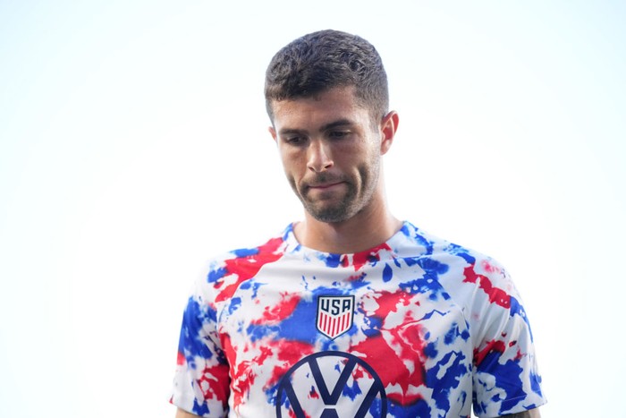 MURCIA, SPAIN - SEPTEMBER 27: Christian Pulisic of The United States warms up prior to kick off of the International Friendly match between Saudi Arabia and United States at Estadio Nueva Condomina on September 27, 2022 in Murcia, Spain. (Photo by Aitor Alcalde/Getty Images)