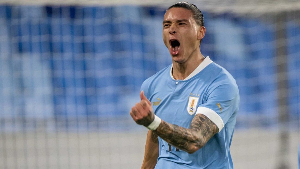 Darwin Nunez cetak gol di laga Kanada vs Uruguay. (Foto: Getty Images/Sebastian Frej/MB Media)