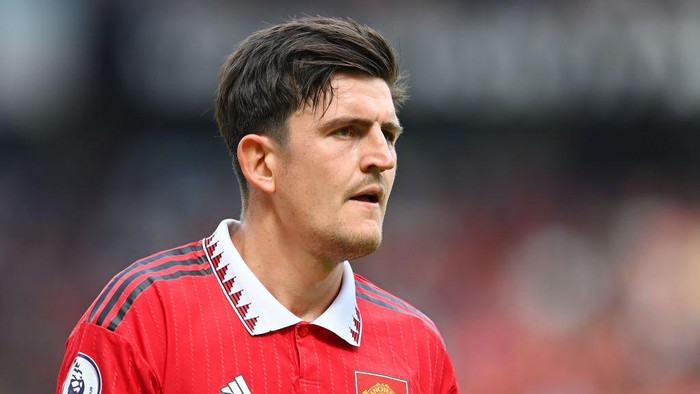 MANCHESTER, ENGLAND - AUGUST 07: Harry Maguire of Manchester United in action during the Premier League match between Manchester United and Brighton & Hove Albion at Old Trafford on August 07, 2022 in Manchester, England. (Photo by Michael Regan/Getty Images)