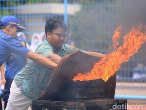 Antusias Siswa saat Ikuti Pelatihan Tanggap Bencana