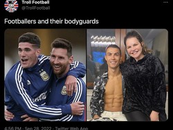 Pada saat Messi punya Rodrigo De Paul yang bagaikan bodyguard Messi di lapangan, Ronaldo juga punya kakaknya sebagai pelindung! Foto: dok. Twitter