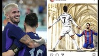 Salah satu meme Ronaldo Vs Messi, dalam membandingkan bodyguard mereka. Foto: dok. Twitter