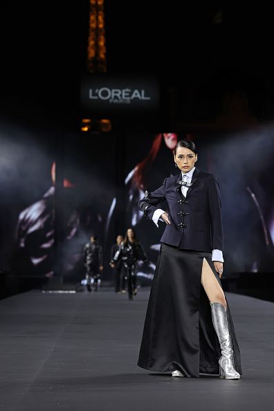 PARIS, FRANCE - OCTOBER 02: (EDITORIAL USE ONLY - For Non-Editorial use please seek approval from Fashion House)Tamara Dai walks the runway during the 