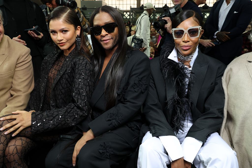 PARIS, FRANCE - OCTOBER 02: (EDITORIAL USE ONLY - For Non-Editorial use please seek approval from Fashion House) Zendaya, Law Roach and Naomi Campbell attend the Valentino Womenswear Spring/Summer 2023 show as part of Paris Fashion Week  on October 02, 2022 in Paris, France. (Photo by Pascal Le Segretain/Getty Images)