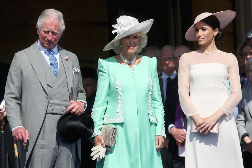 LONDON, ENGLAND - MAY 22:  (L-R) Prince Charles, Prince of Wales, Camilla, Duchess of Cornwall and Meghan, Duchess of Sussex attend The Prince of Wales' 70th Birthday Patronage Celebration held at Buckingham Palace on May 22, 2018 in London, England.  (Photo by Chris Jackson/Chris Jackson/Getty Images)
