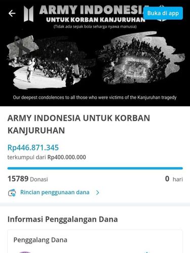 ARMY Indonesia menggalang donasi untuk korban tragedi Kanjuruhan
