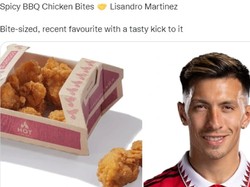 Lisandro Martinez dianggap seperti Spicy BBQ Chicken; pas di mulut, lagi jadi favorit, dan rasanya nendang banget! Foto: dok. Twitter @GreggsOfficial