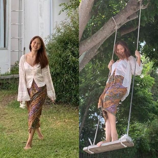 Nadin Amizah dengan Lace Top dan Kain Batik Nadin Amizah