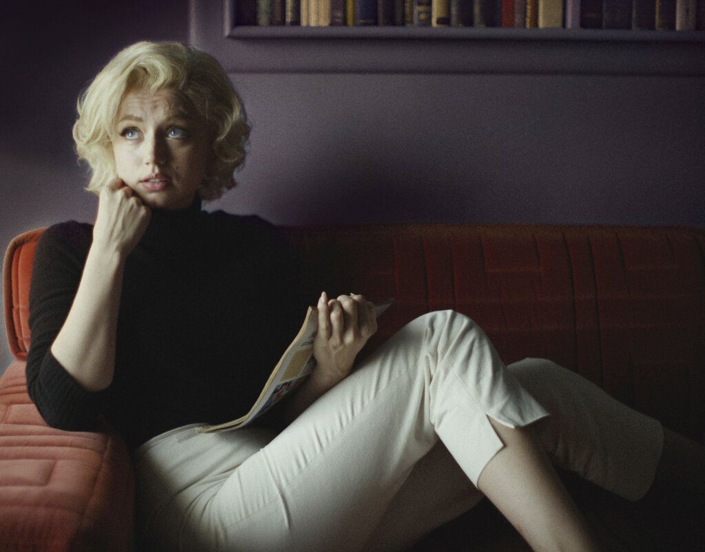 This image released by Netflix shows Ana de Armas as Marilyn Monroe in a scene from Blonde. (Netflix via AP)