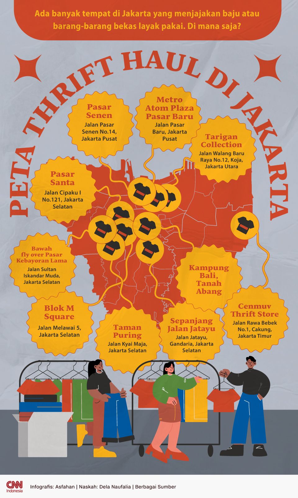 Infografis Peta Lokasi Thrifting Jakarta Infografis Peta Lokasi Thrifting Jakarta