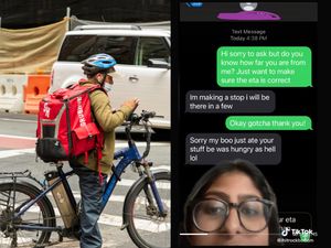 Kacau! Kelaparan di Jalan, Ojol Ini Lahap Pesanan Pelanggan