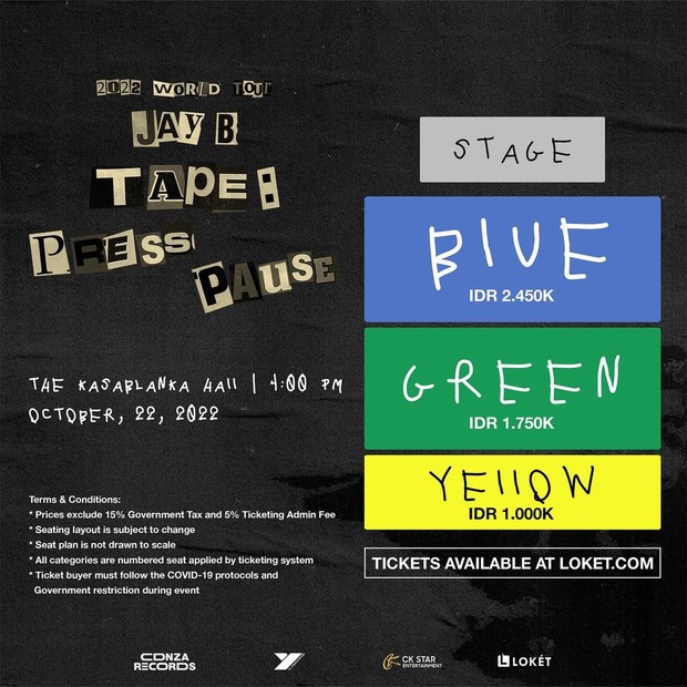 Potret seat plan dan harga tiket konser JAY B TAPE: PRESS PAUSE/ Foto: instagram.com/ckstar Potret seat plan dan harga tiket konser JAY B TAPE: PRESS PAUSE