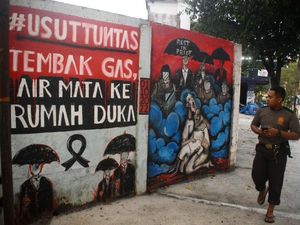 Spanduk hingga Mural Usut Tuntas Tragedi Kanjuruhan Bertebaran di Malang