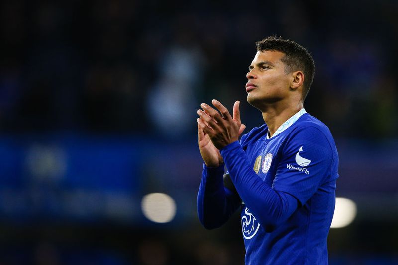 LONDON, ENGLAND - OCTOBER 05: Thiago Silva of Chelsea applauds the fans after the UEFA Champions League group E match between Chelsea FC and AC Milan at Stamford Bridge on October 5, 2022 in London, United Kingdom. (Photo by Craig Mercer/MB Media/Getty Images)