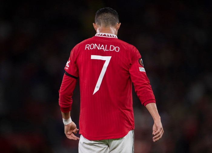 MANCHESTER, ENGLAND - SEPTEMBER 08: Cristiano Ronaldo of Manchester United in action during the UEFA Europa League group E match between Manchester United and Real Sociedad at Old Trafford on September 8, 2022 in Manchester, United Kingdom. (Photo by Visionhaus/Getty Images)