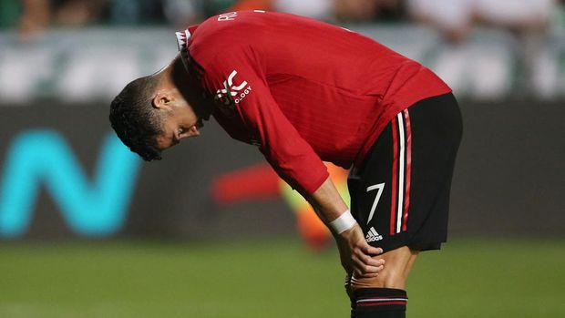 Soccer Football - Europa League - Group E - Omonia v Manchester United - GSP Stadium, Strovolos, Cyprus - October 6, 2022 Manchester United's Cristiano Ronaldo reacts REUTERS/Yiannis Kourtoglou
