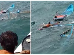 Perahu Hancur Dihantam Ombak, Nelayan Sukabumi Terombang-ambing di Laut