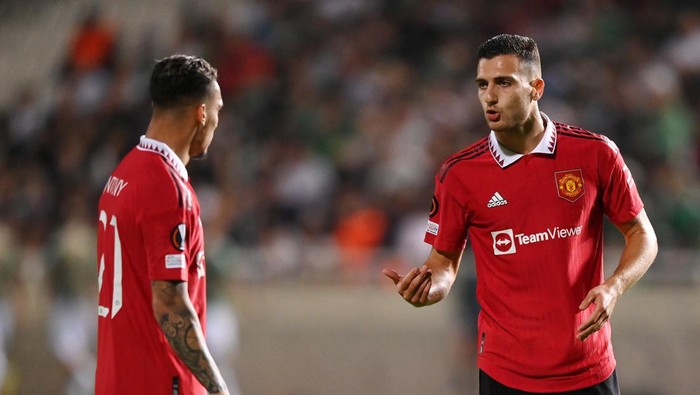 NICOSIA, CYPRUS - OCTOBER 06: Diogo Dalot of Manchester United during the UEFA Europa League group E match between Omonia Nikosia and Manchester United at GSP Stadium on October 06, 2022 in Nicosia, Cyprus. (Photo by Manchester United/Manchester United via Getty Images)
