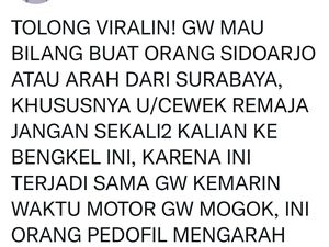 Aktivis Perempuan Buka Suara soal Pelecehan Pemilik Bengkel di Sidoarjo Aktivis Perempuan Buka Suara soal Pelecehan Pemilik Bengkel di Sidoarjo