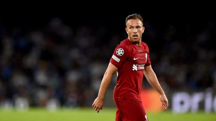 NAPLES, ITALY - SEPTEMBER 07: (THE SUN OUT, THE SUN ON SUNDAY OUT) Arthur Melo of Liverpool during the UEFA Champions League group A match between SSC Napoli and Liverpool FC at Stadio Diego Armando Maradona on September 07, 2022 in Naples, Italy. (Photo by Andrew Powell/Liverpool FC via Getty Images)