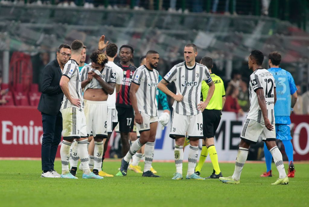 Leonardo Bonucci of Juventus Fc  and team mates during the Italian Serie a, football match between Ac Milan and Juventus Fc, on 08 October 2022, at San Siro Stadium, Milan, Italy. (Photo by Nderim Kaceli/LiveMedia/NurPhoto via Getty Images)