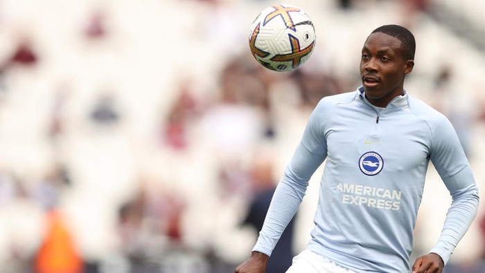 LONDON, ENGLAND - AUGUST 21: Enock Mwepu of Brighton & Hove Albion during the Premier League match between West Ham United and Brighton & Hove Albion at London Stadium on August 21, 2022 in London, United Kingdom. (Photo by James Williamson - AMA/Getty Images)