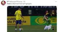 Trent terutama keteteran menghadapi kecepatan Gabriel Martinelli yang leluasa mengobrak-abrik sektor kanan pertahanan Liverpool. (Foto: Twitter)