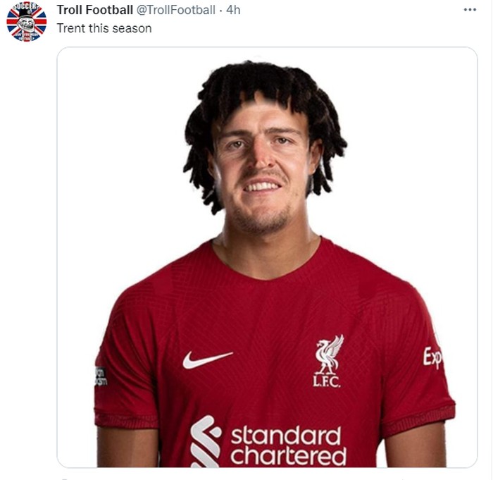 Meme Trent Trent Alexander-Arnold banjir meme usai penampilan buruknya di laga Arsenal vs Liverpool, Minggu 9 Oktober 2022.