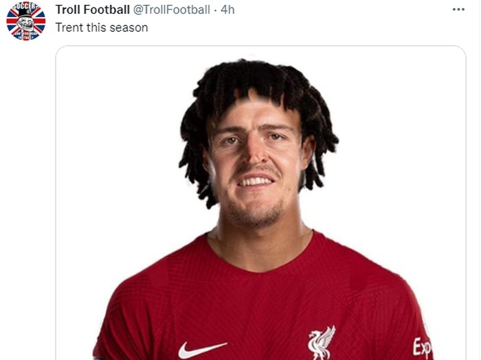 Trent Alexander-Arnold banjir meme usai penampilan buruknya di laga Arsenal vs Liverpool, Minggu 9 Oktober 2022.