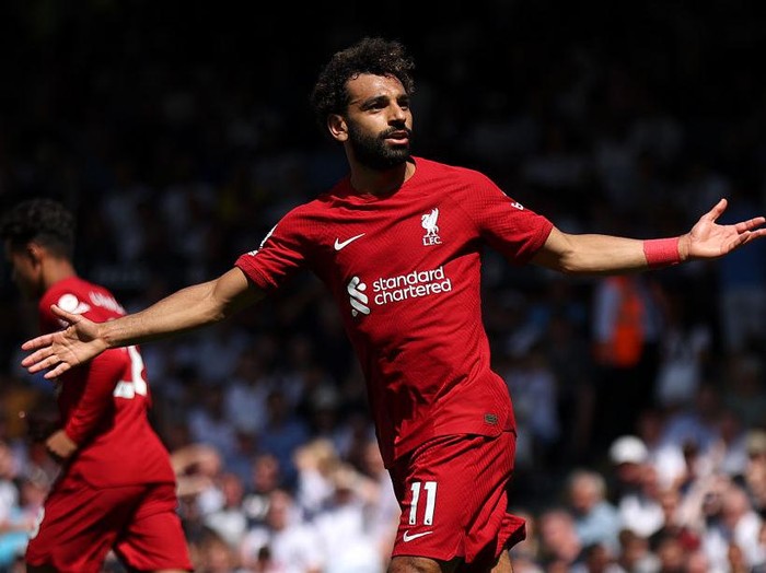 LONDON, ENGLAND - OCTOBER 09: Mohamed Salah of Liverpool during the Premier League match between Arsenal FC and Liverpool FC at Emirates Stadium on October 09, 2022 in London, England. (Photo by Robin Jones/Getty Images)