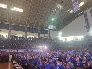 AHY Diteriaki Presiden di Pelantikan Pengurus Demokrat se-Jakarta