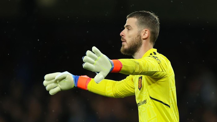 LIVERPOOL, ENGLAND - OCTOBER 09: David de Gea of Manchester United during the Premier League match between Everton FC and Manchester United at Goodison Park on October 9, 2022 in Liverpool, United Kingdom. (Photo by James Williamson - AMA/Getty Images)