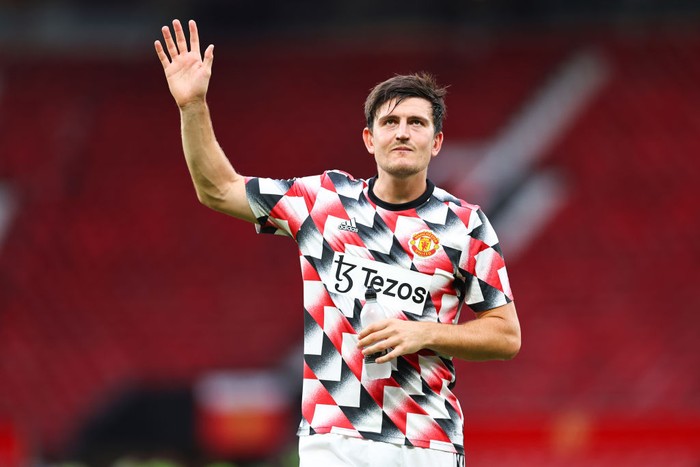 MANCHESTER, ENGLAND - SEPTEMBER 04: Harry Maguire of Manchester United   during the Premier League match between Manchester United and Arsenal FC at Old Trafford on September 4, 2022 in Manchester, United Kingdom. (Photo by Robbie Jay Barratt - AMA/Getty Images)