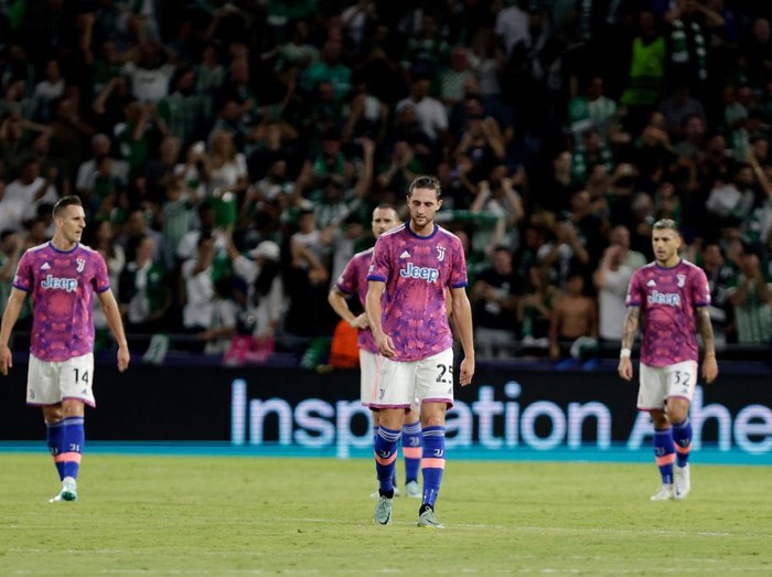 HAIFA, ISRAEL - OCTOBER 11: Adrien Rabiot of Juventus disappointed  during the UEFA Champions League  match between Maccabi Haifa v Juventus at the Sammy Oferstadium on October 11, 2022 in Haifa Israel (Photo by Nir Keidar/Soccrates/Getty Images)