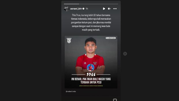 Tangkapan Layar Instagram Asnawi Mangkualam
