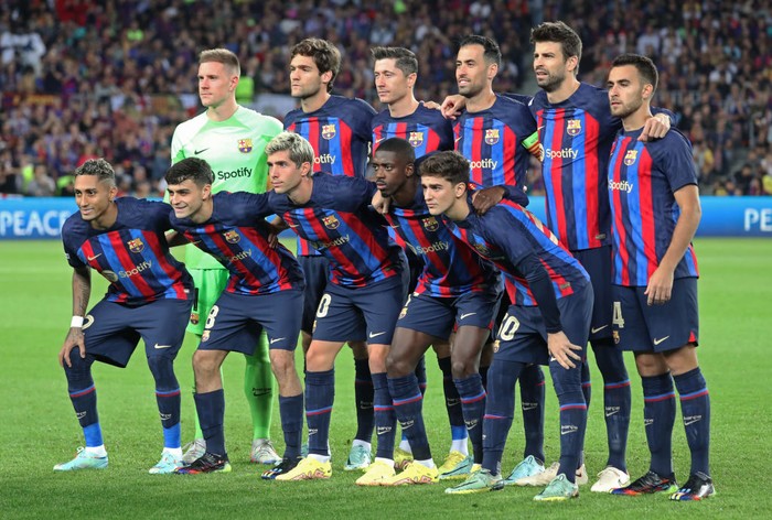 FC Barcelona team during the match between FC Barcelona and FC Internazionale Milano, corresponding to the week 4 group stage of the UEFA Champions League, played at the Spotify Camp Nou, in Barcelona, on 12th october 2022. (Photo by Joan Valls/Urbanandsport /NurPhoto via Getty Images)