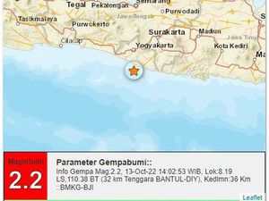 Gempa Bumi M 2,2 Terjadi di Perairan Bantul
