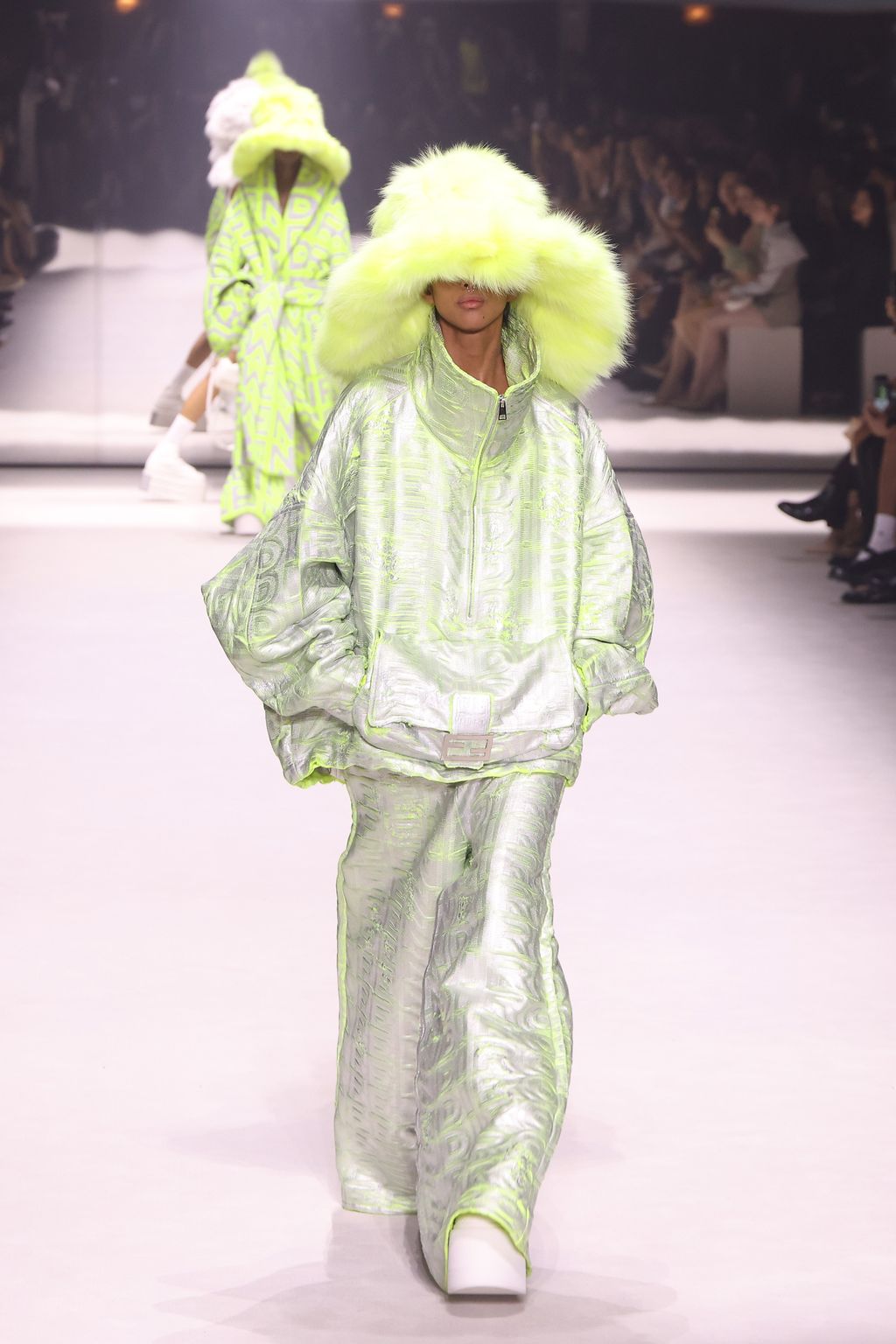 NEW YORK, NEW YORK - SEPTEMBER 09: A model walks the runway during the Fendi 25th Anniversary Celebration of the Baguette at New York Fashion Week at Hammerstein Ballroom on September 09, 2022 in New York City. (Photo by Taylor Hill/Getty Images)