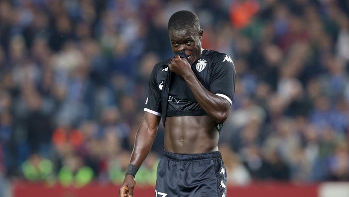 TRABZON, TURKEY - OCTOBER 13: Malang Sarr of AS Monaco reacts during the UEFA Europa League group H match between Trabzonspor and AS Monaco at Senol Gunes Stadium on October 13, 2022 in Trabzon, Turkey. (Photo by Alexander Hassenstein - UEFA/UEFA via Getty Images)