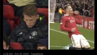 Adegan McTominay tidur di bench MU lantas viral atas alasan ia masuk jadi pemain pengganti dan bikin gol kemenangan. Foto: dok. Twitter