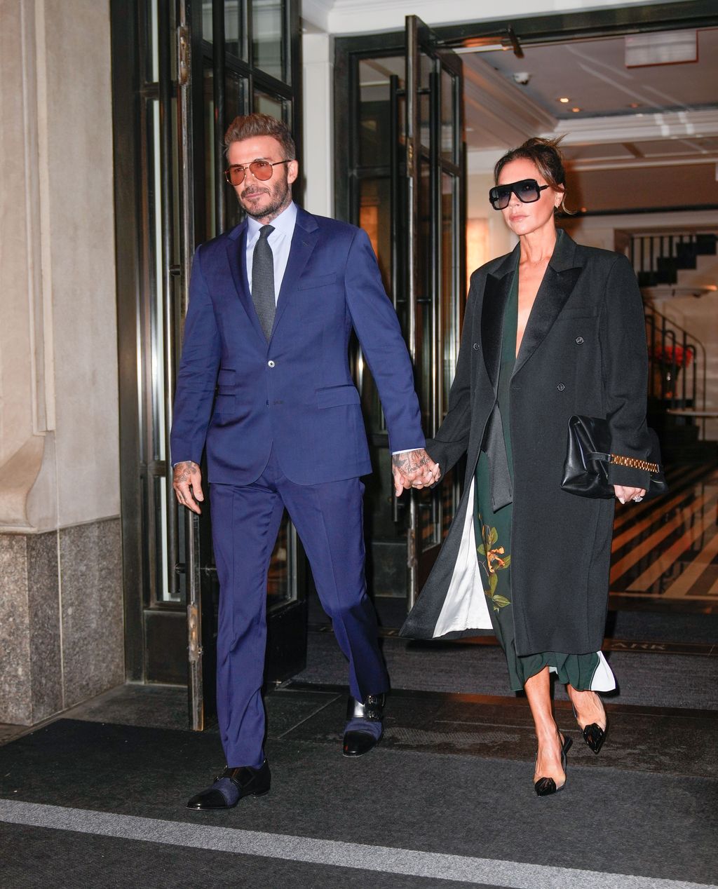 NEW YORK, NEW YORK - OCTOBER 11: David Beckham and Victoria Beckham are seen on October 11, 2022 in New York City. (Photo by Gotham/GC Images)